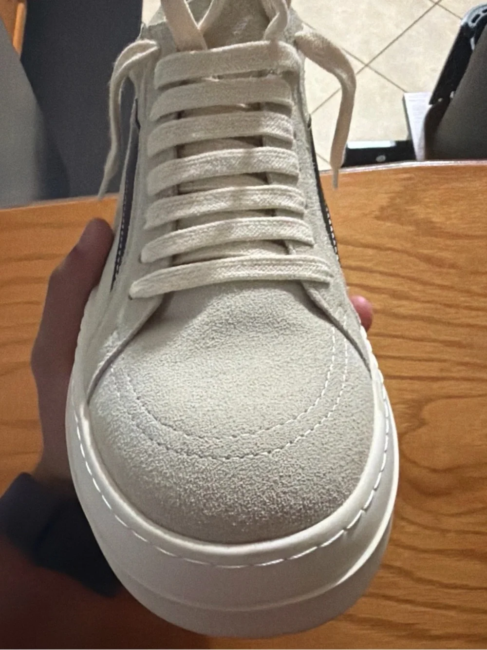 Men's Cream Suede Low-top Rick Owen DRKSHDW vans